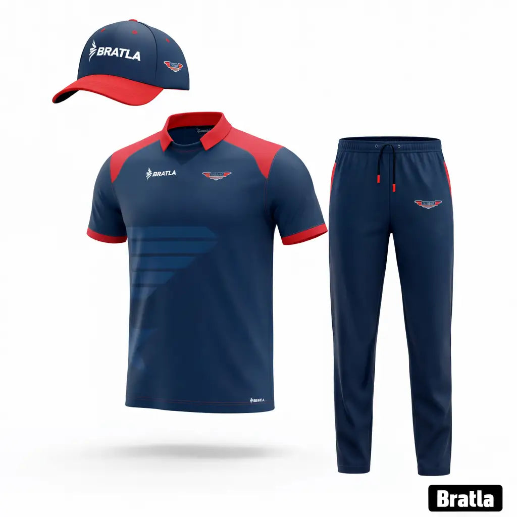 Cricket Color Clothing Kit Navy/Red Moorpark Mavericks 3 Piece Set Shirt Trouser & Cap - TeamWear-Cricket