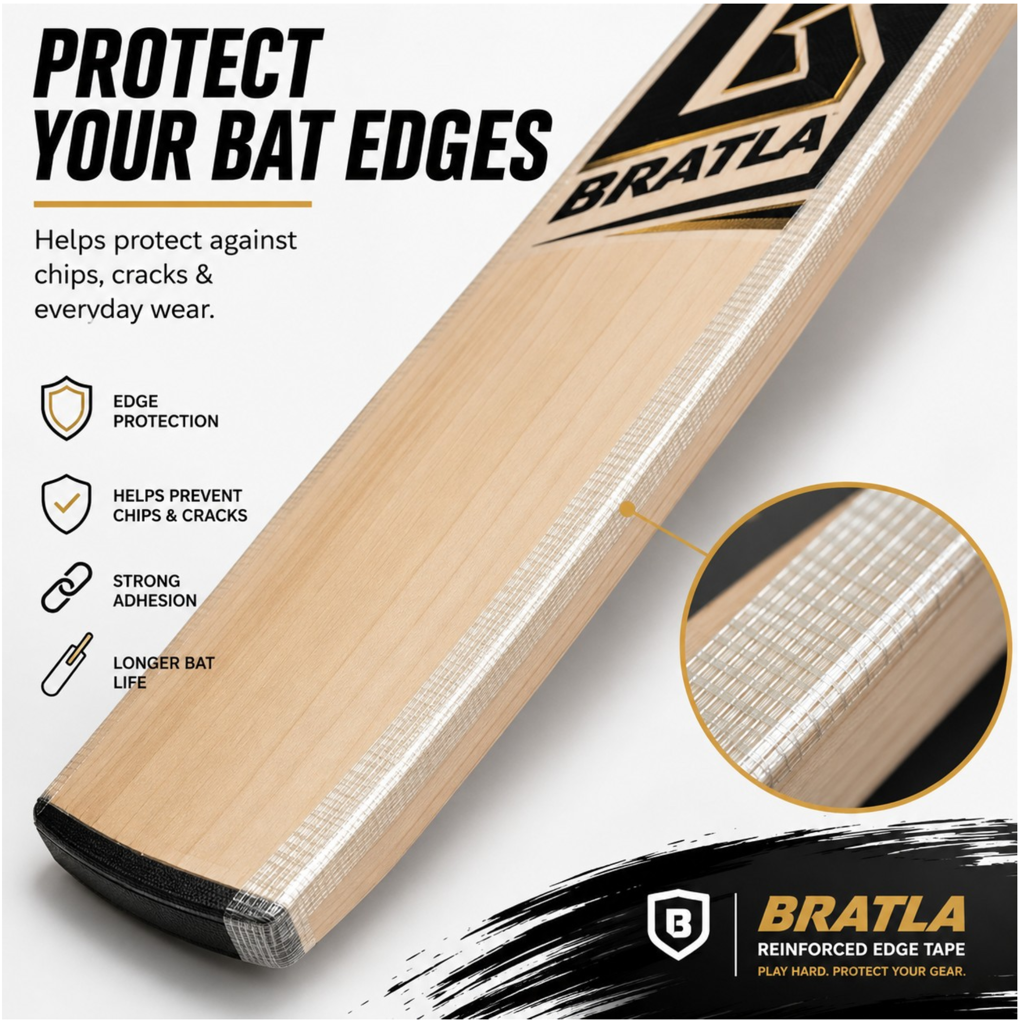 Bratla Cricket Bat Edge Tape Fiber Roll