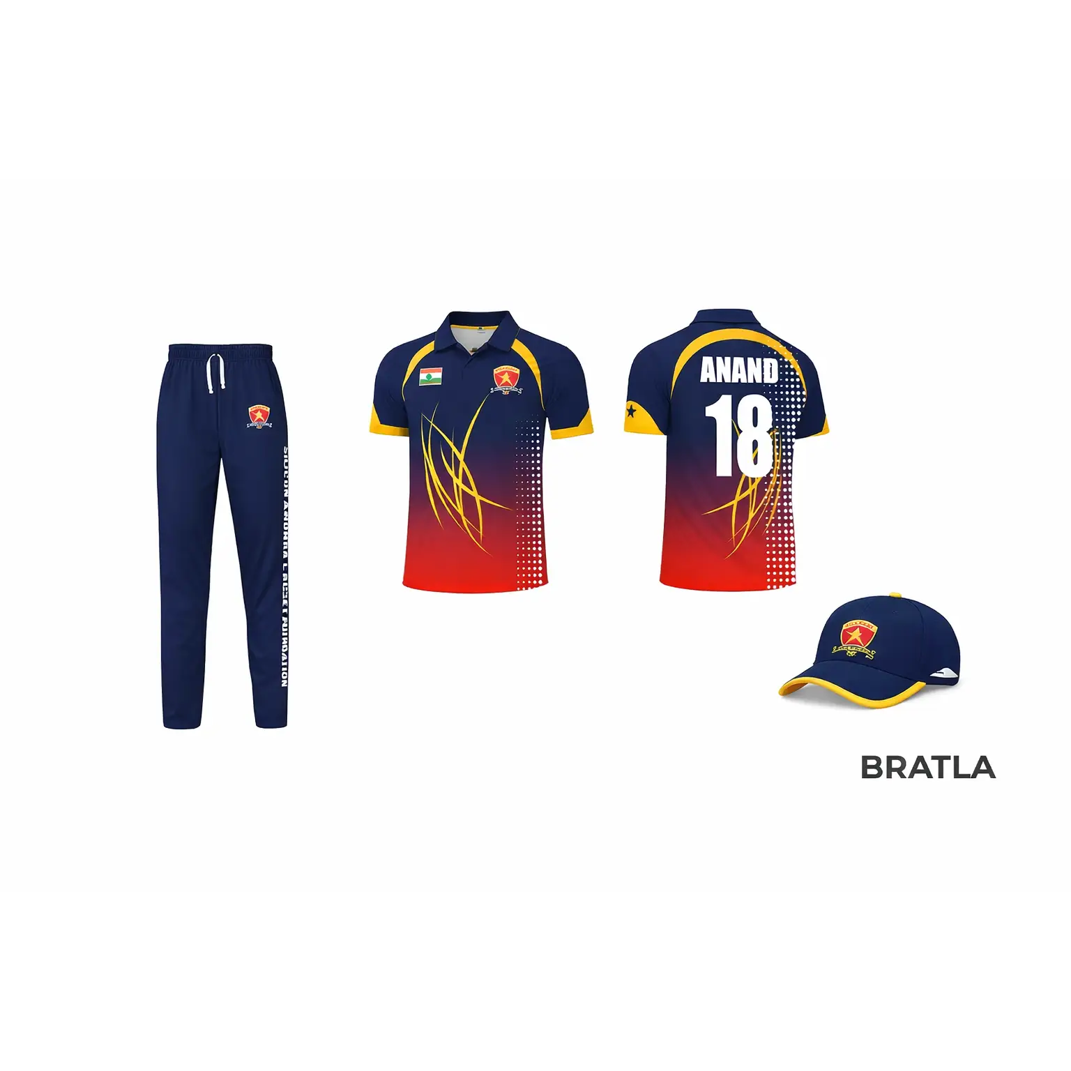 Blue & Red Cricket Uniform Fully Customizable 2 Piece Set - TeamWear-Cricket
