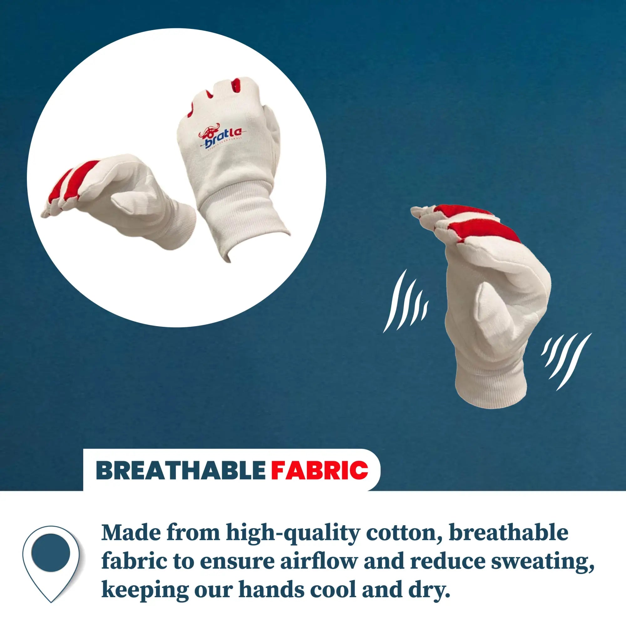 Bratla Cricket Batting Gloves Inner Pro Full Cotton | Premium Quality - GLOVE - BATTING INNER