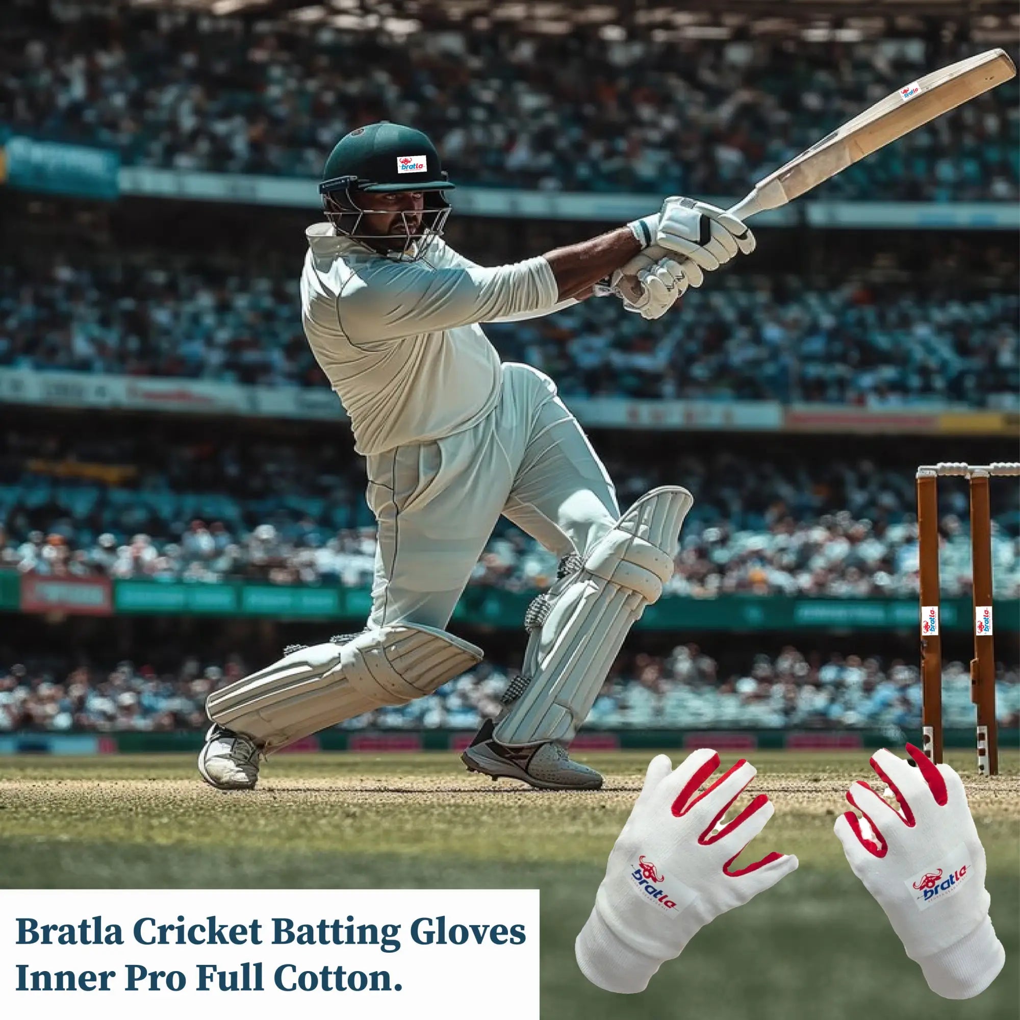 Bratla Cricket Batting Gloves Inner Pro Full Cotton | Premium Quality - GLOVE - BATTING INNER