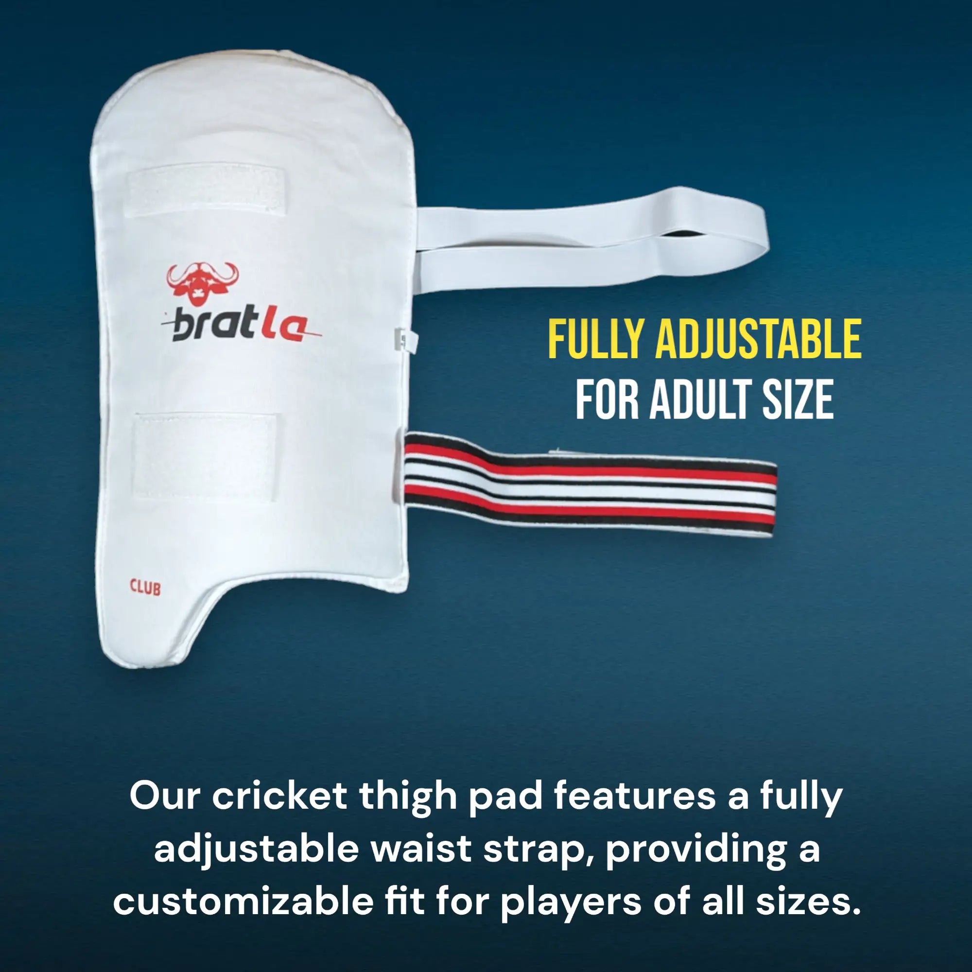 Bratla Cricket Club Thigh Guard Pad Protector Foam Padded Super Lightweight - BODY PROTECTORS - THIGH GUARD