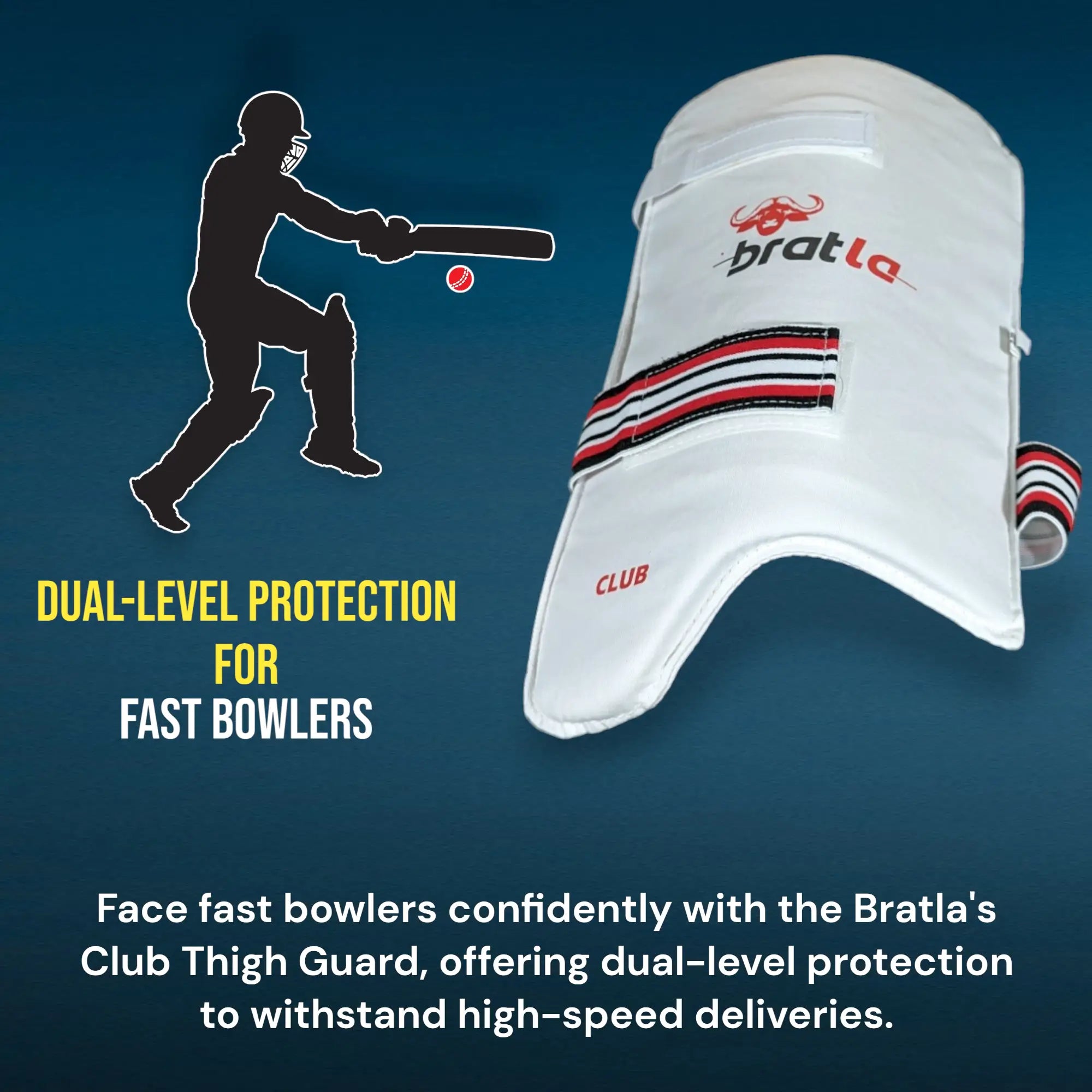 Bratla Cricket Club Thigh Guard Pad Protector Foam Padded Super Lightweight - BODY PROTECTORS - THIGH GUARD