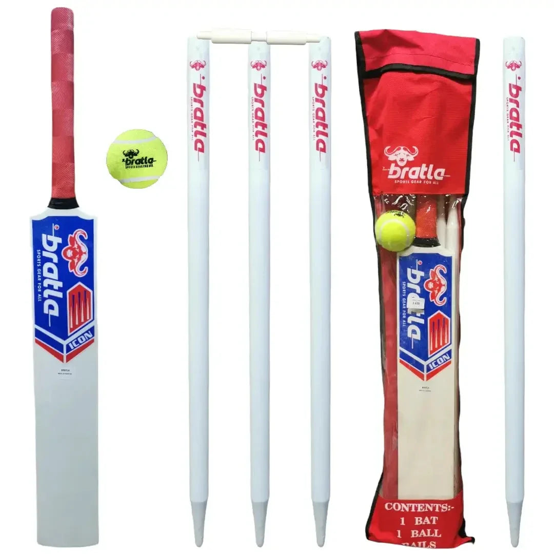 Bratla Icon Cricket Set Wooden Great Starter Set - BATS - CRICKET SETS
