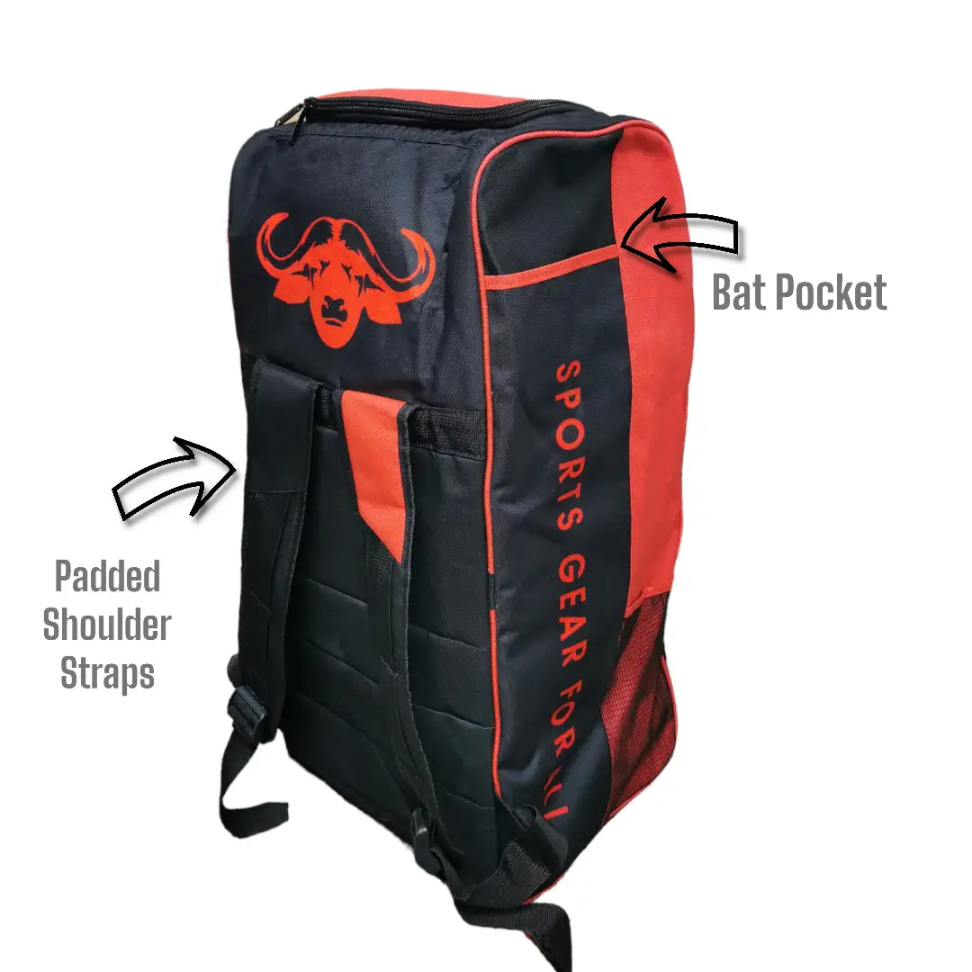 Bratla Pro Cricket Kit Bag Duffle for Junior Cricketers Black/Red - BAG - PERSONAL