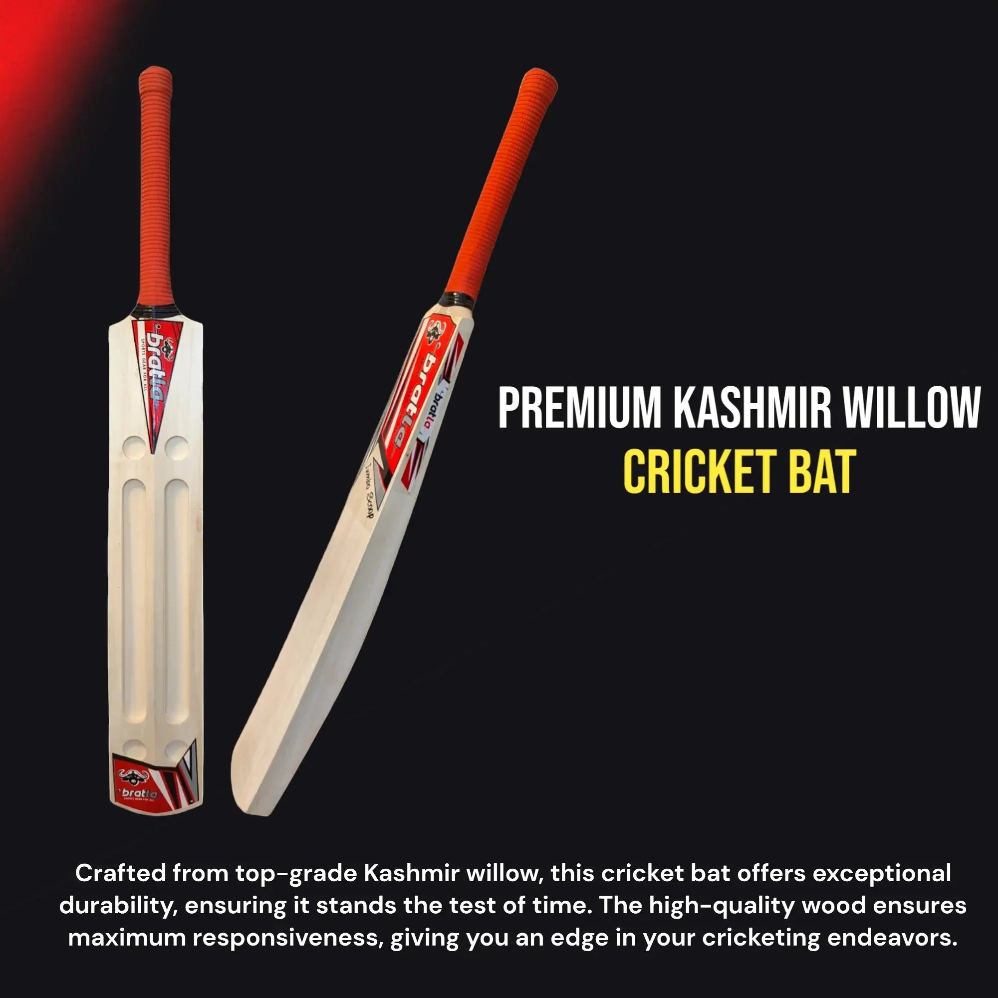 Bratla Scoop Jumbo Kashmir Willow Cricket Bat Adult - BATS - MENS KASHMIR WILLOW