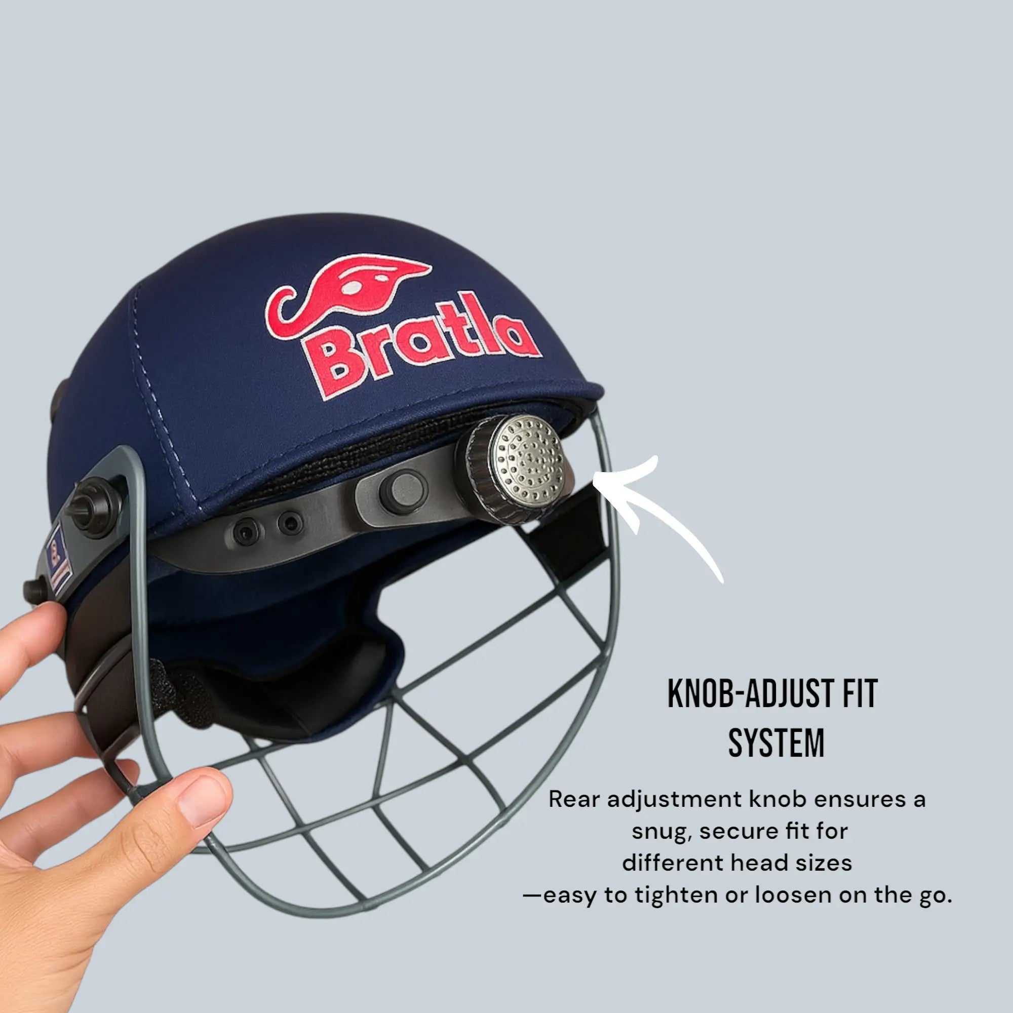Bratla Vision 400 Cricket Helmet for Adults – Adjustable Fit with Customizable Grill Opening Padded Brim & Ventilation Holes - HELMETS &