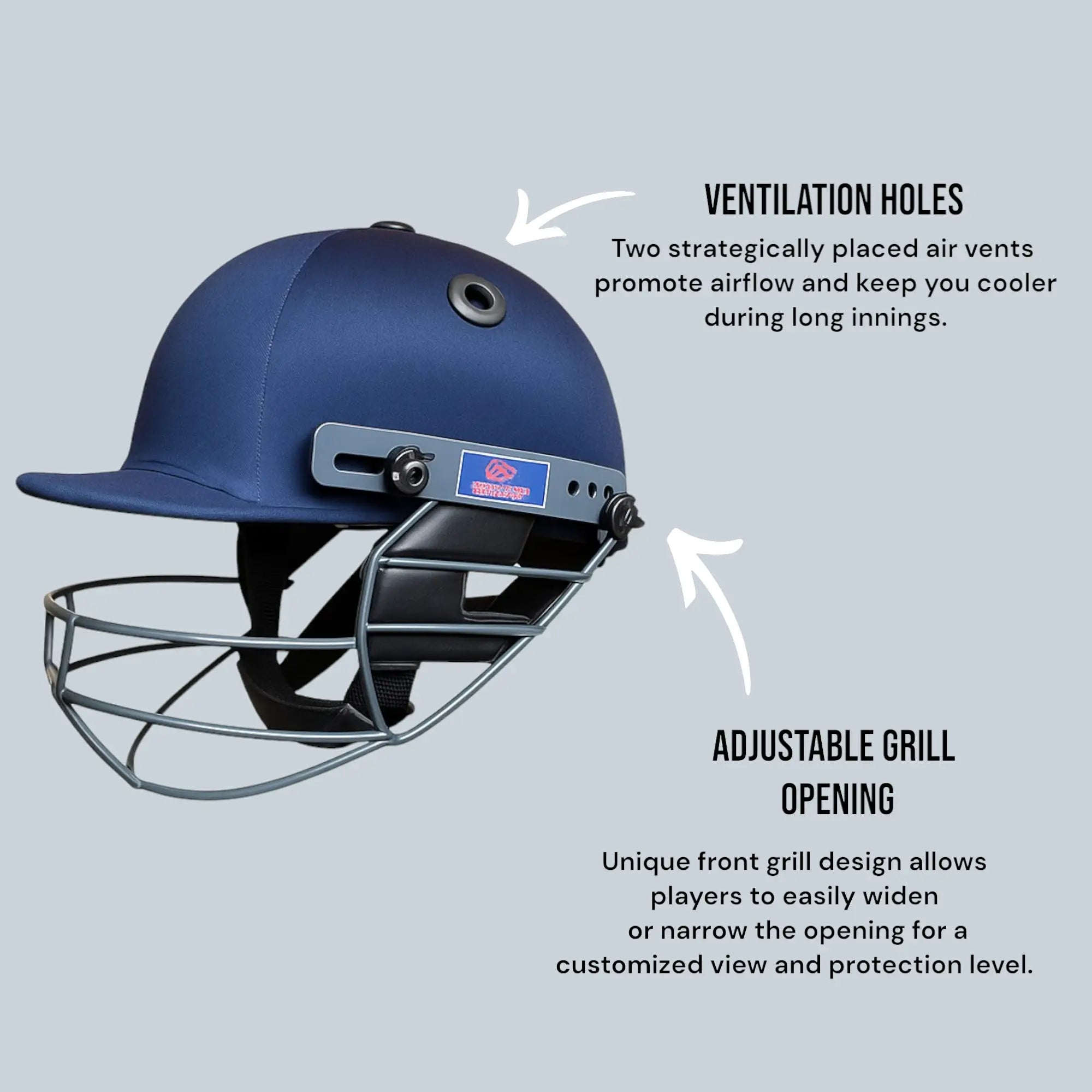 Bratla Vision 400 Cricket Helmet for Adults ā Adjustable Fit with Customizable Grill Opening Padded Brim & Ventilation Holes - HELMETS &