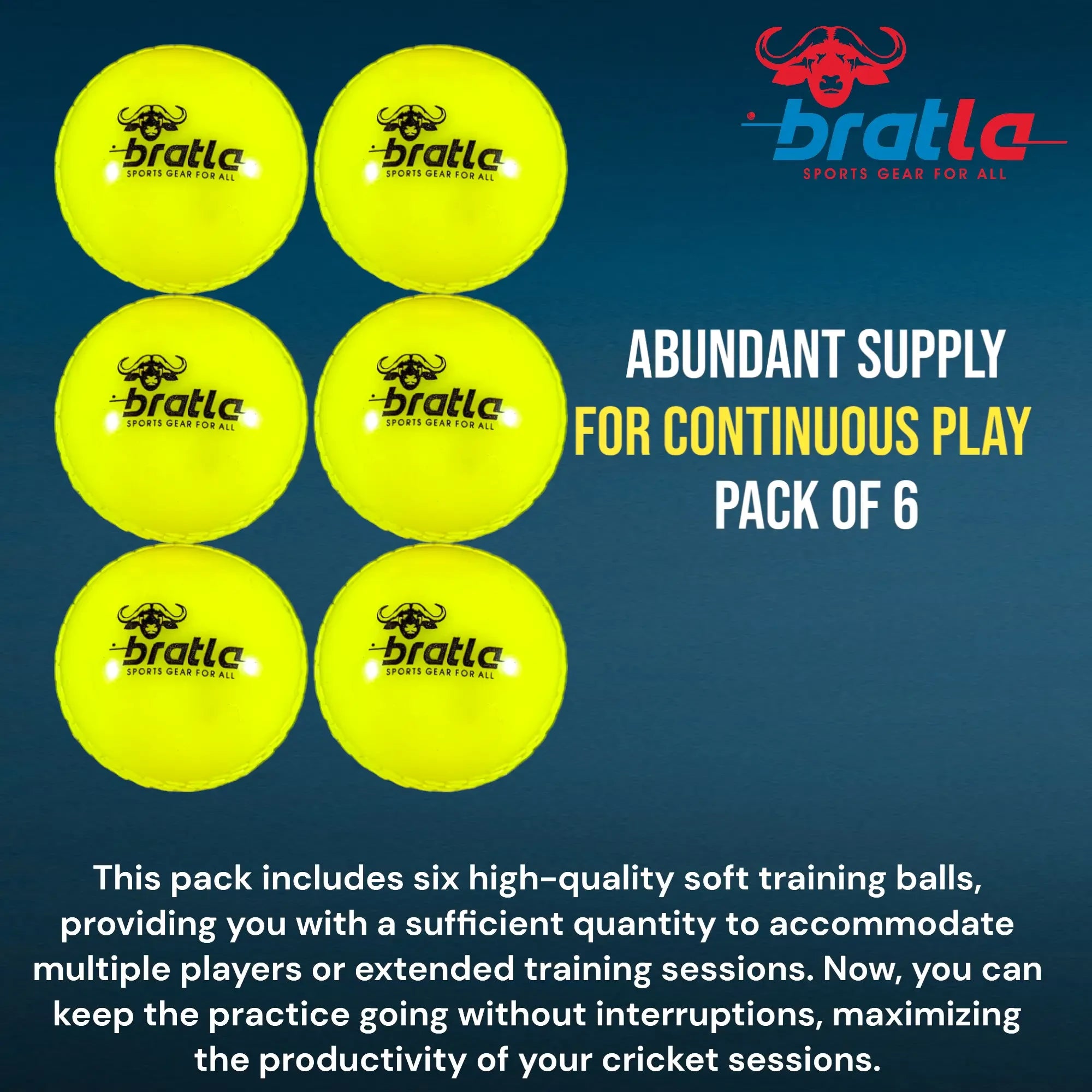 Bratla Wind Cricket Balls - Soft Training Practice Cricket Air Balls for Coaching Indoor & Outdoor - Pack of 6 - BALL - TRAINING JUNIOR