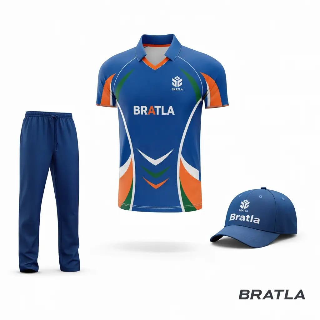 Customizable Cricket Shirt and Trousers - Blue 2 Piece Set - TeamWear-Cricket
