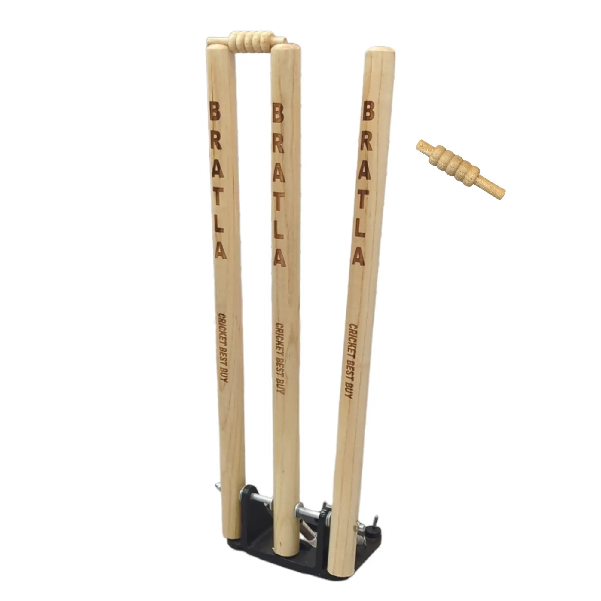 CBB Cricket Spring Back Return Wicket Stumps Pro Metal Base Multi Surface Placement - STUMPS