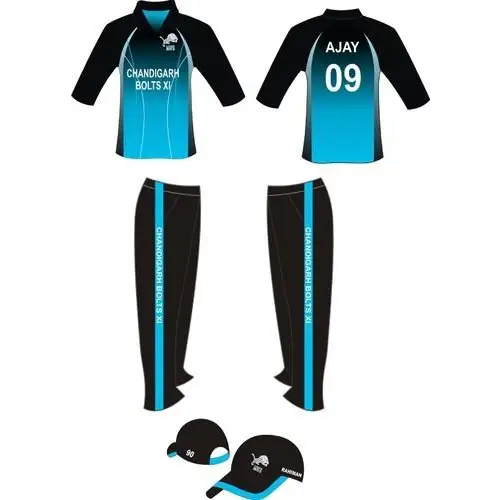 Cricket Black & Light blue Custom Uniform Shirt/Jersey Trouser Hat - CLOTHING CUSTOM