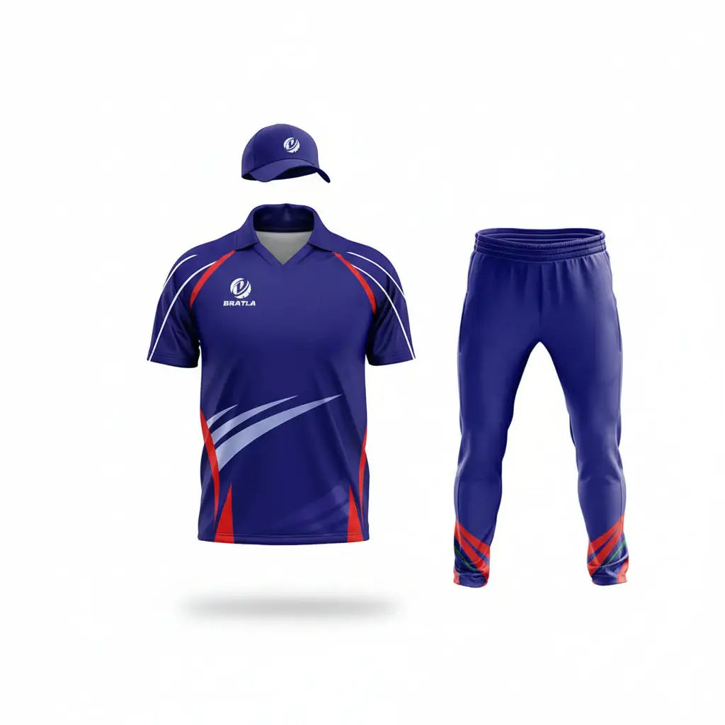 Cricket Shirt And Trouser - Blue And Red 2 Piece Set 2 Piece Set