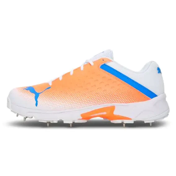 Puma Spike 22.2 White \Bluemazing \ Neon Citrus Cricket Shoes - US 7 - FOOTWEAR - RUBBER SOLE