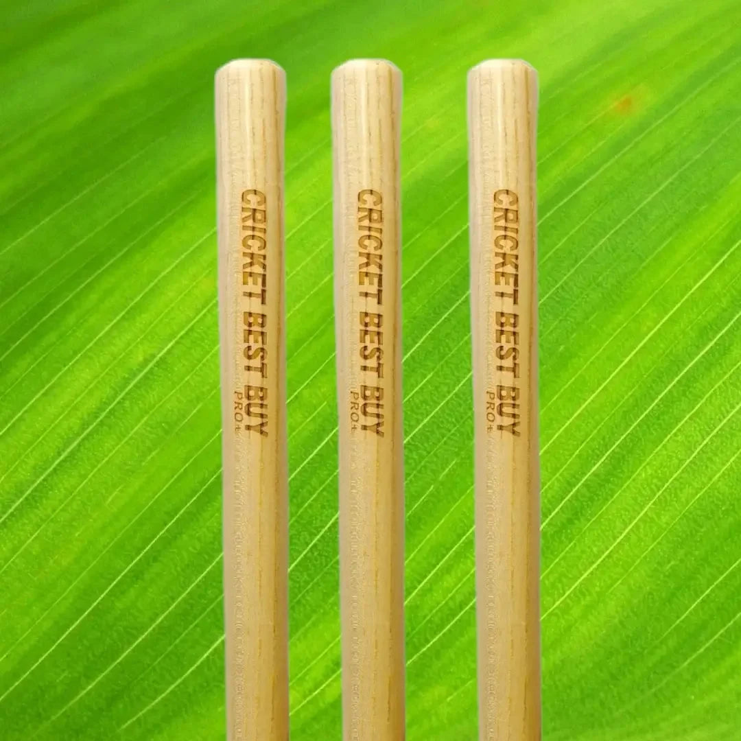 Cricket Stumps Wood Wicket Pro Plus CBB Finest Quality Set of 3 Stumps w/Bails - STUMPS & BAILS