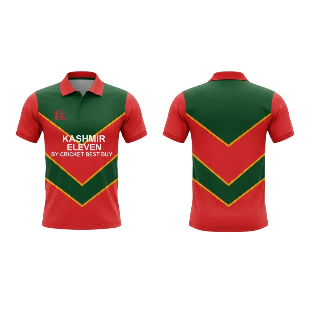 Customizable Cricket Shirt With Team Name And Logo - Green And Red Shirt Only - Custom Cricket Jerseys