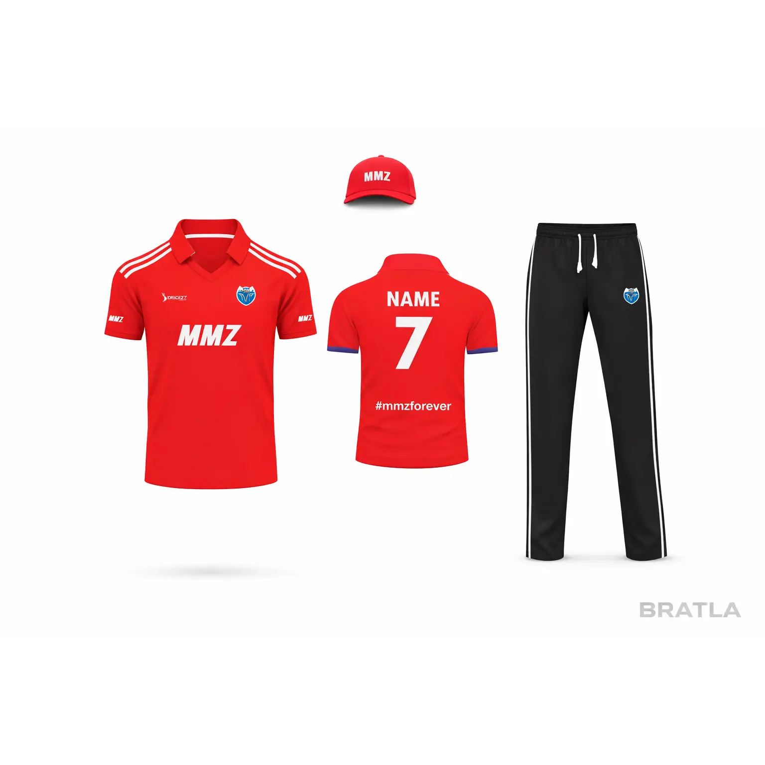 Cricket Uniform Jerseys Shirt Trouser Custom Made Red Black MMZ 2 Piece Set - TeamWear-Cricket