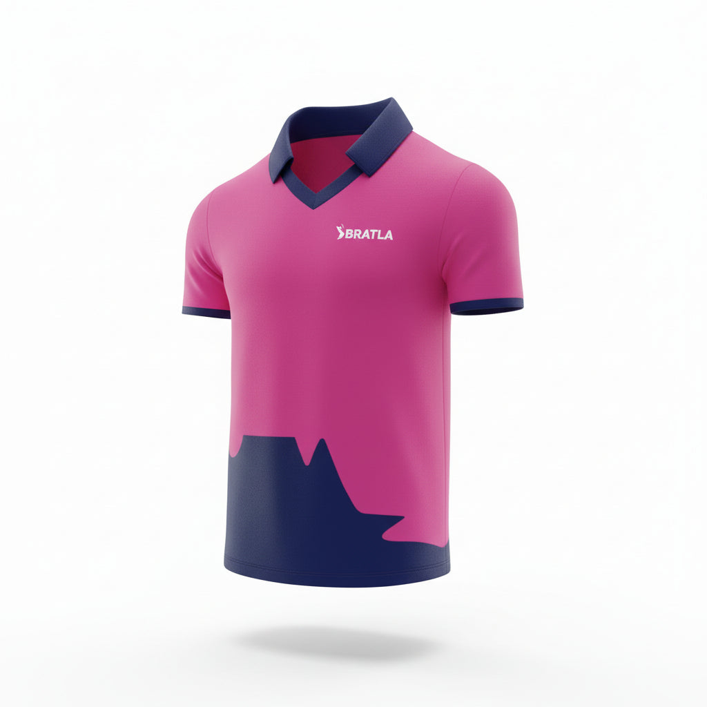 Custom Made Sports Uniform Navy Pink Jersey Trouser 3 Piece Set