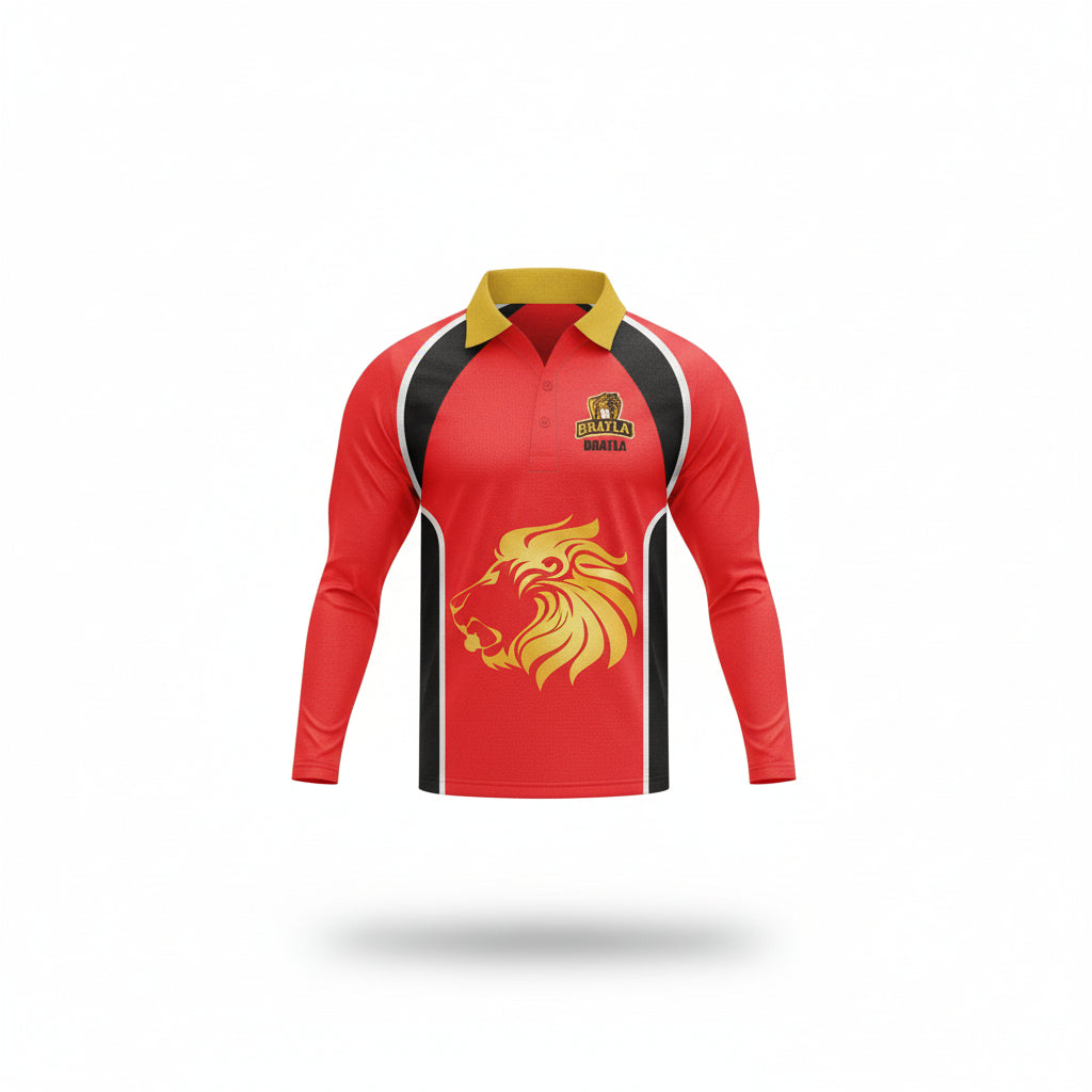 Cricket Uniform Kit Red Color Customized With Name Number Logo 3 Piece Set