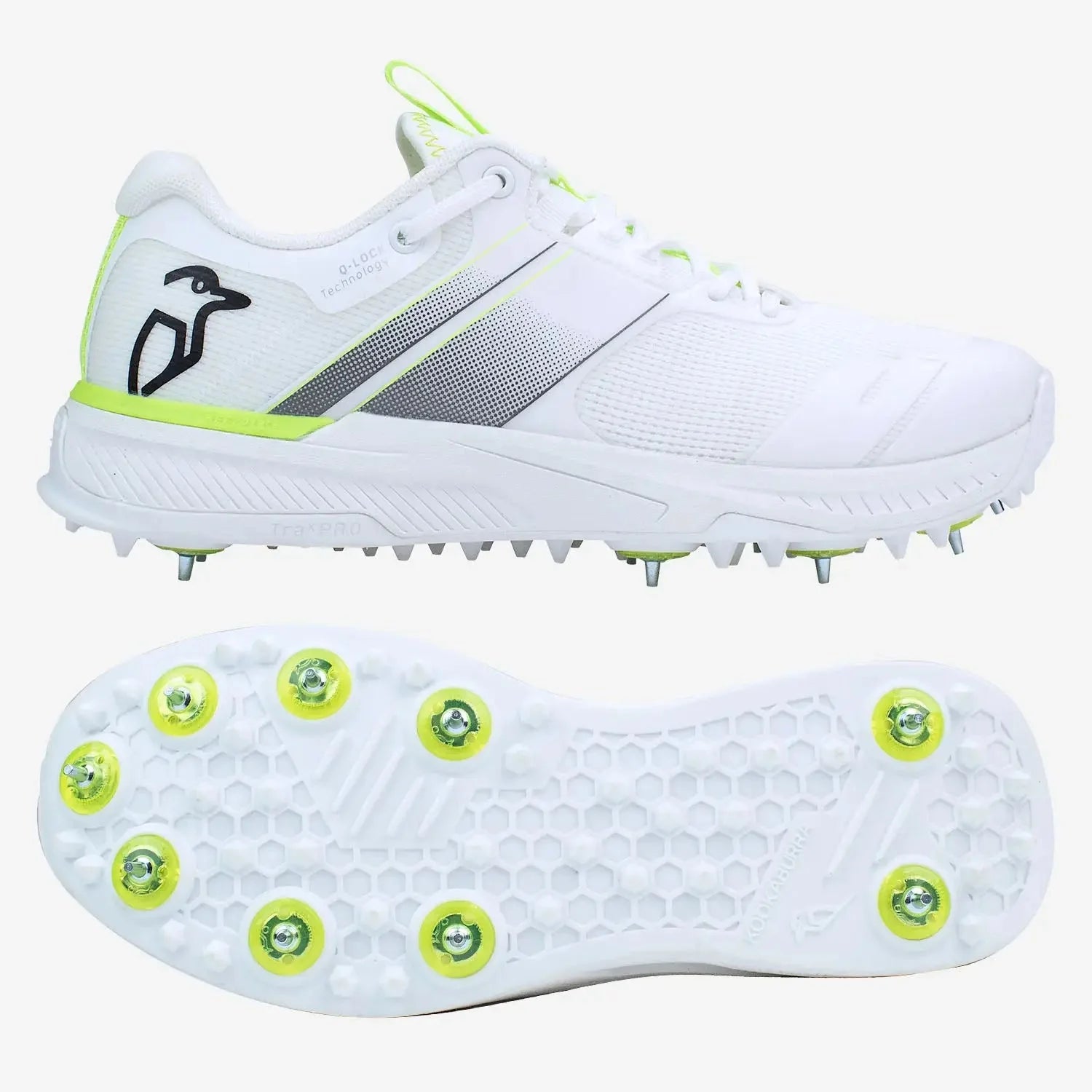 Kookaburra KC Cricket Players The Most Advanced Spike - White/Lime 8.5 - FOOTWEAR - FULL SPIKE SOLE