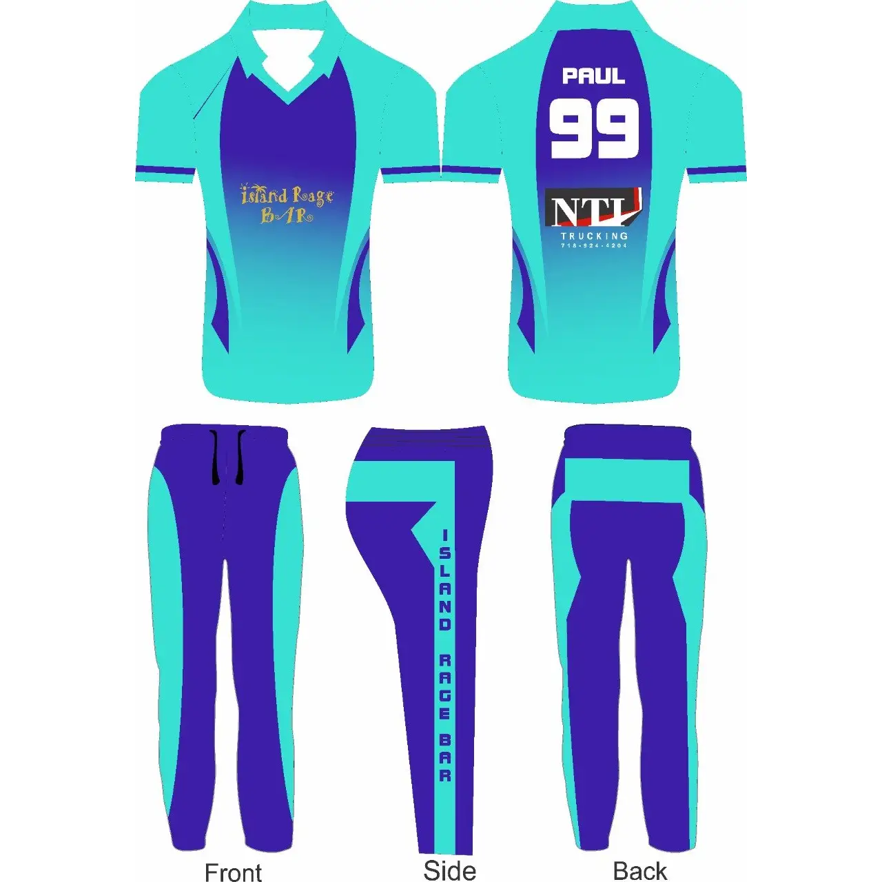 Sports Jersey Trouser Kit Blue Light Blue Simple Clean Design 2 Piece Set Cricket Best Buy