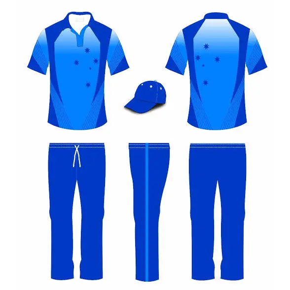 Blue Cricket Shirt Trouser And Cap - Custom Cricket Wear 3PC Full