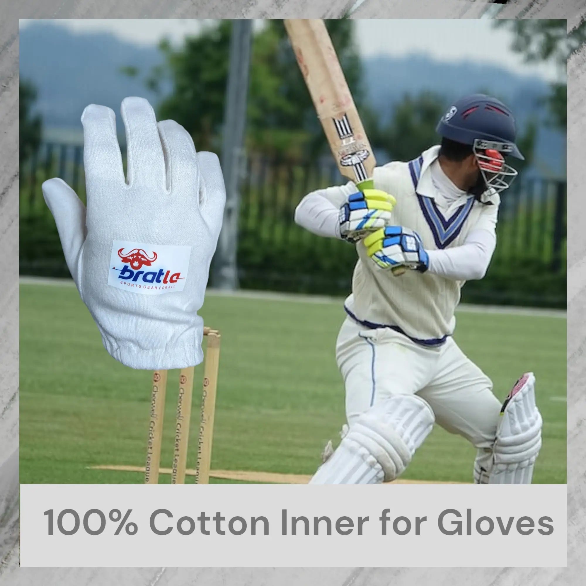 Bratla Cricket Batting Gloves Inner Pro Full Cotton | Premium Quality - GLOVE - BATTING INNER