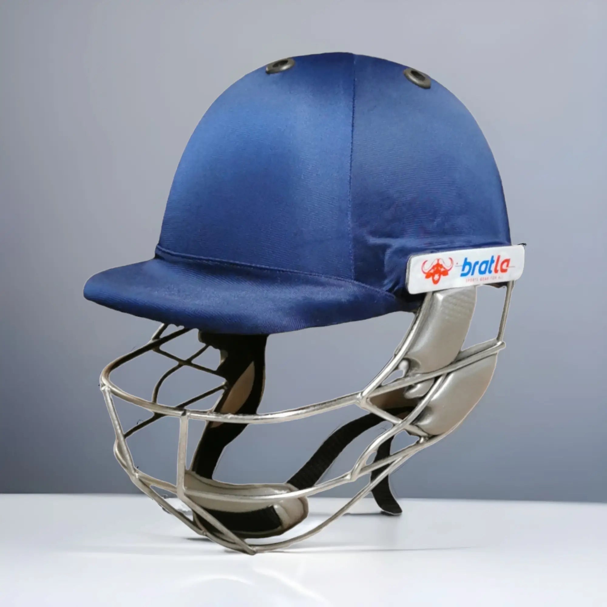 Bratla Pro Cricket Helmet - Navy Blue with Extra Padding Neck Guard and Fixed Grille for Superior Protection and Comfort - HELMETS &