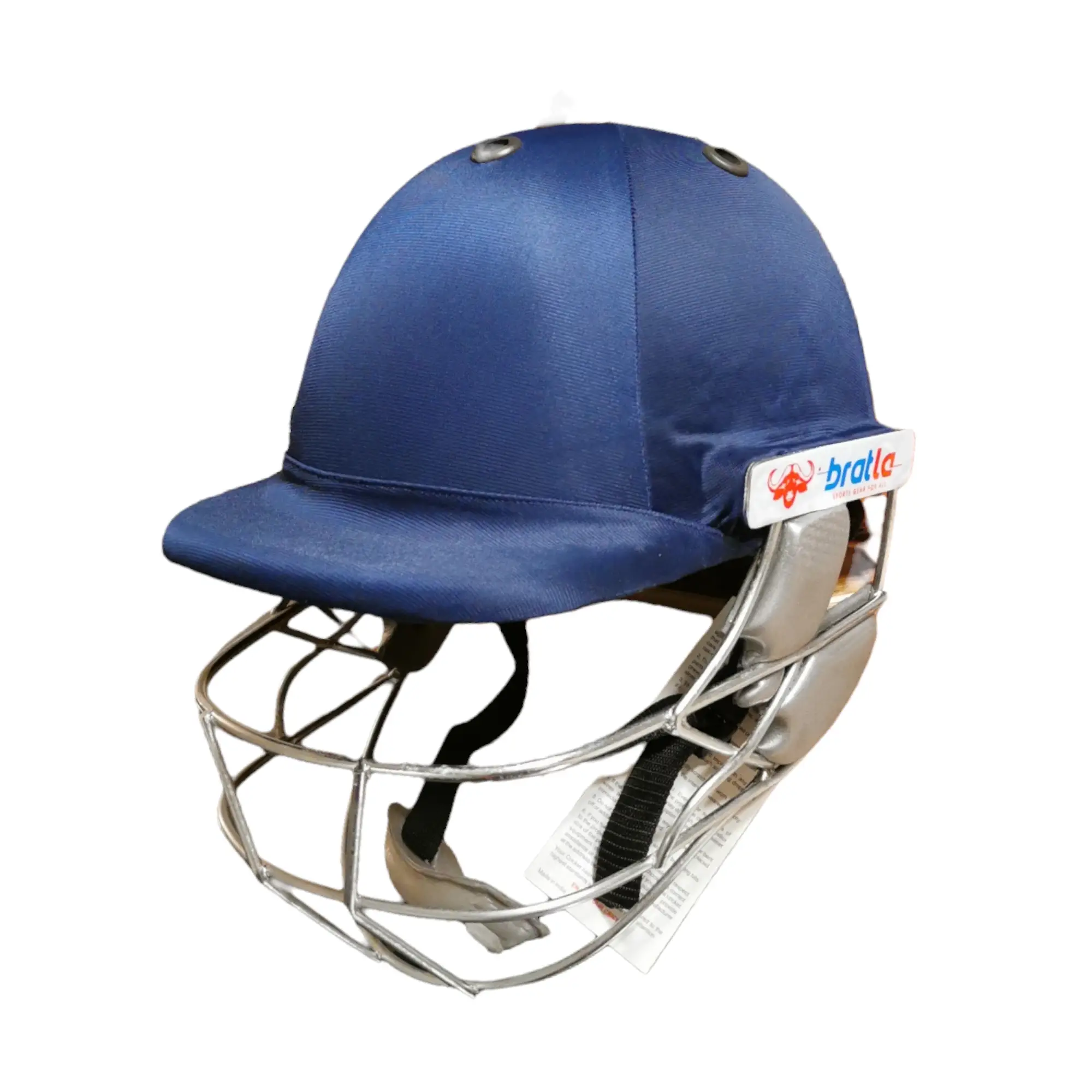 Bratla Cricket Helmet Navy With Extra Padding Neck guard Fixed Grille - HELMETS & HEADGEAR