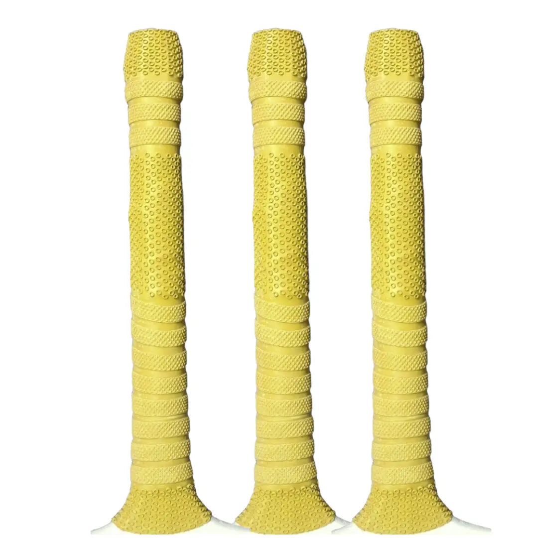 Bratla Semi Octopus/Players Cricket Bat Rubber Grip Pack of 3 - Yellow - Cricket Bat Grip