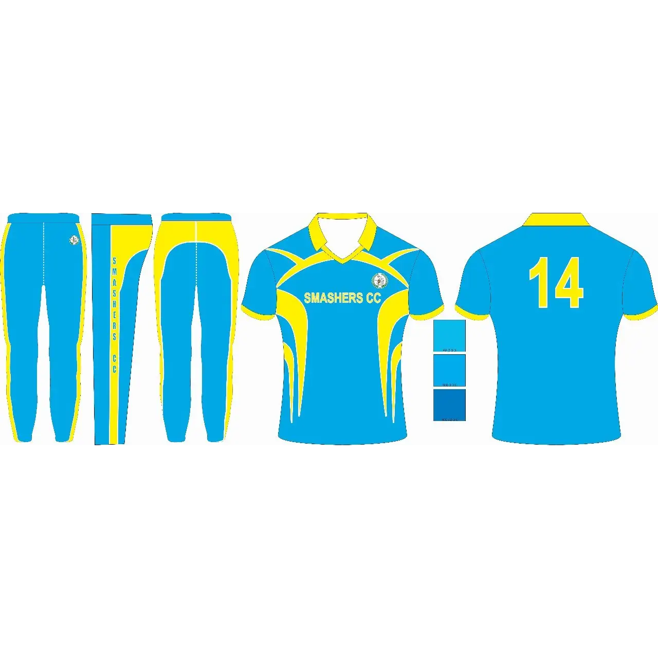 Cricket Uniforms Full Sublimation Custom Made Blue & Yellow 2