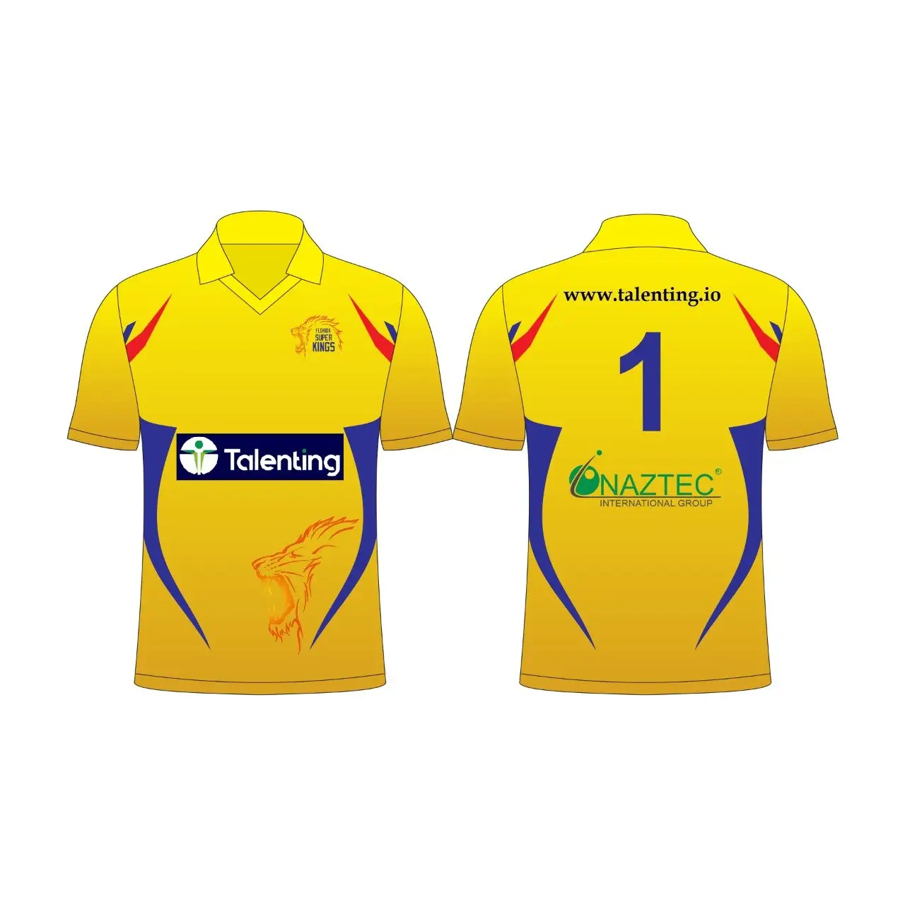 Cricket Shirt Jersey Custom Made Yellow Blue Sublimation - CLOTHING CUSTOM