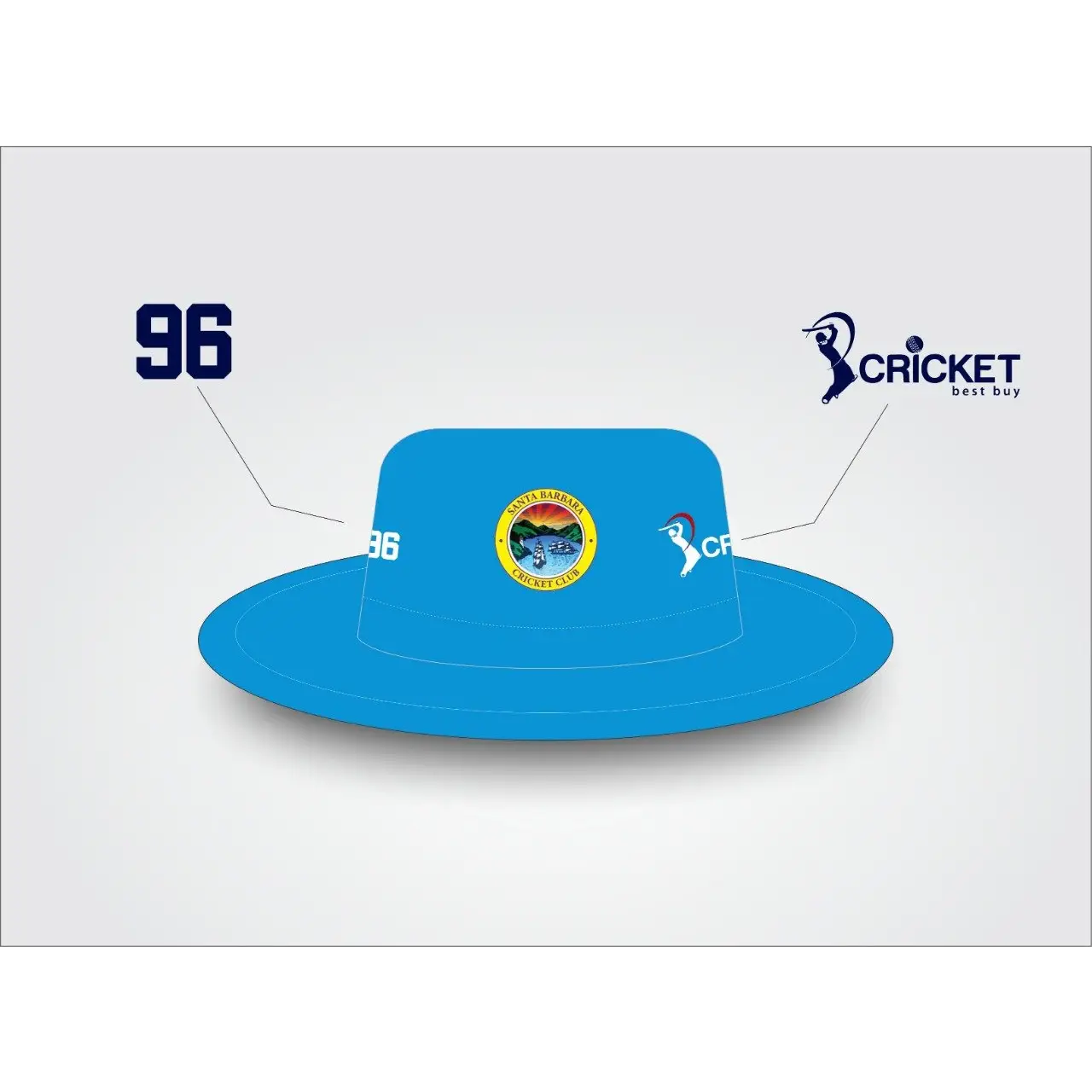 Cricket Sun Hat Custom Made Royal Blue With Logo - CLOTHING - HEADWEAR