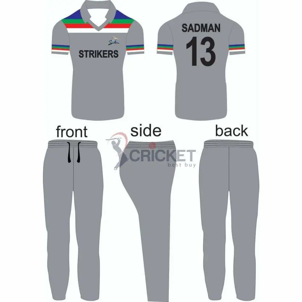 Custom Made Cricket Kit Uniform Color Clothing Full Sublimation Gray 2 Piece Set Cricket Best Buy