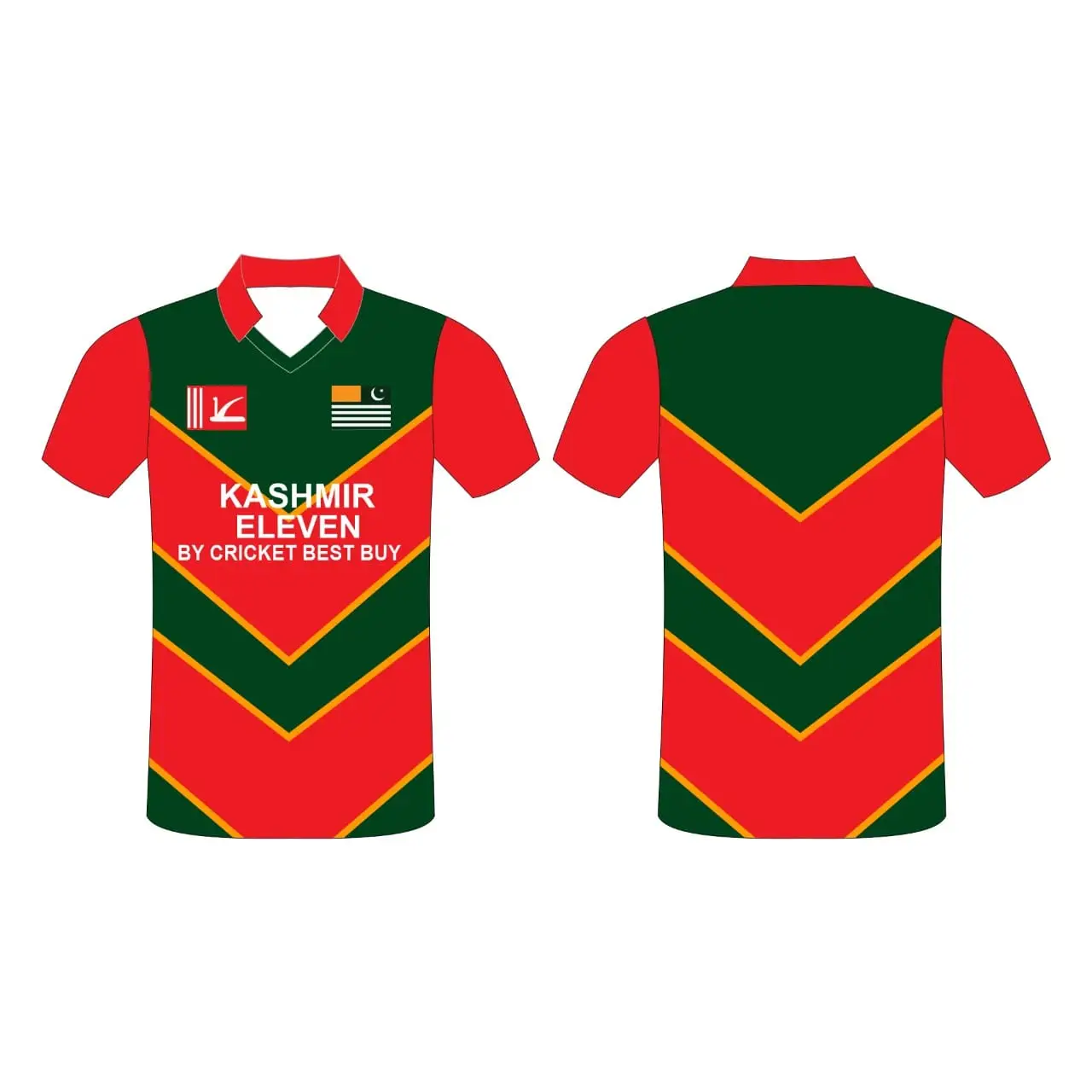 Customizable Cricket Shirt With Team Name And Logo Green And Red