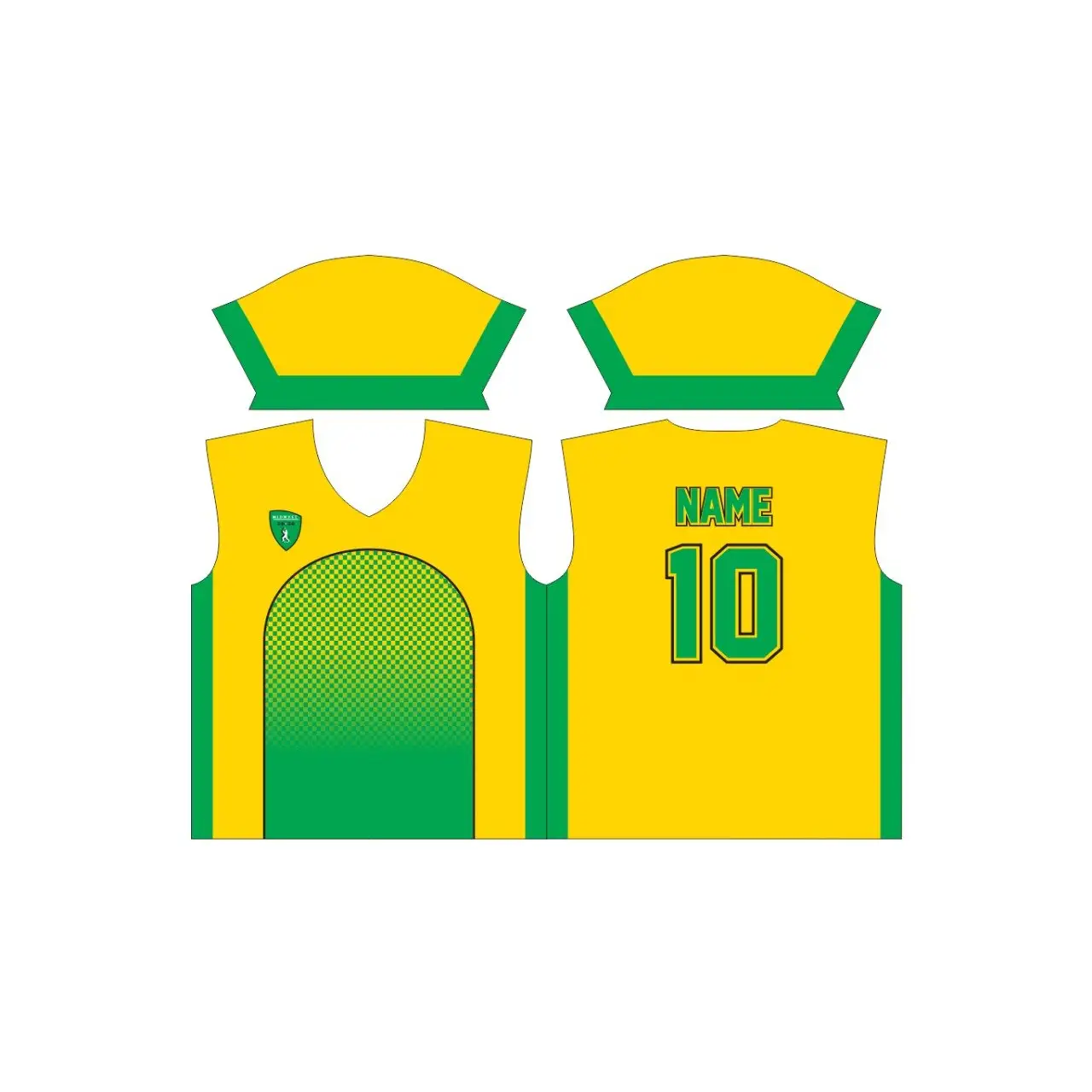 Customized Sublimation Cricket Uniform Jerseys Kit MW CC Yellow Green Black - CLOTHING CUSTOM