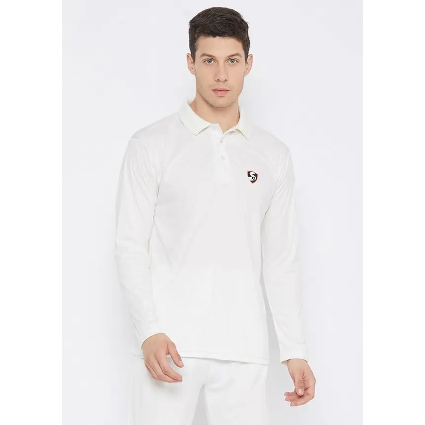 SG Club Cricket Shirt White Jersey Full Sleeve - CLOTHING - SHIRT