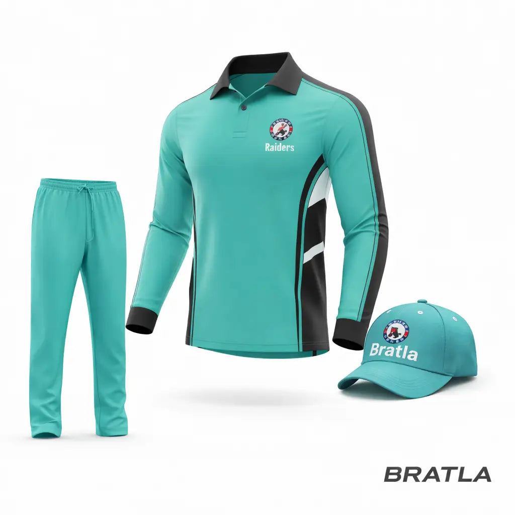 Cricket Shirt & Trousers With Team & Player Name Number and Logo - Sea Green 2 Piece Set - TeamWear-Cricket