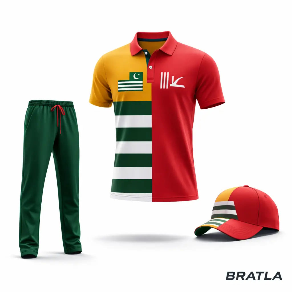 Customized Cricket Uniform - Yellow Orange And Green 2 Piece Set - TeamWear-Cricket
