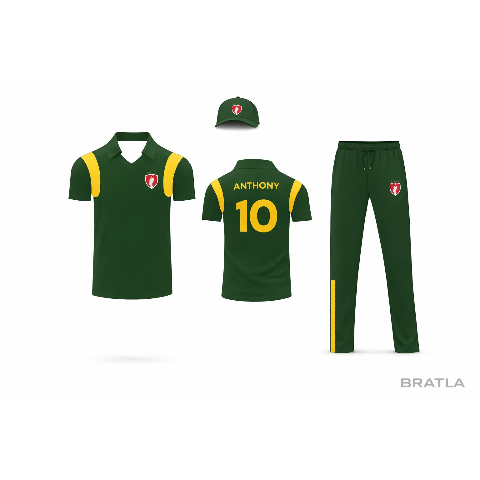 Custom Made Cricket Team Kit Jerseys Dark Green Yellow 2 Piece Set - TeamWear-Cricket