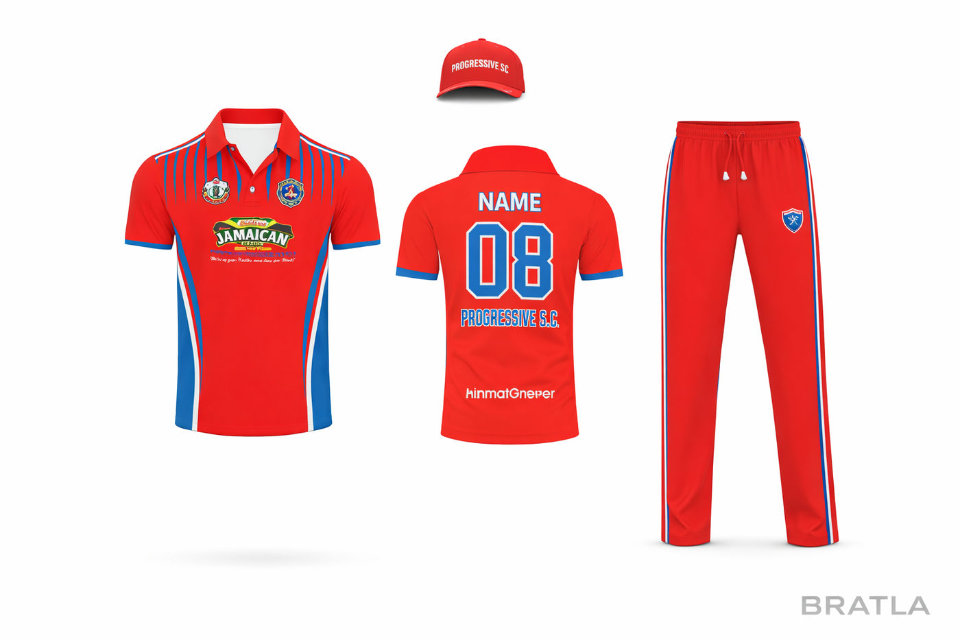 Cricket Jerseys Uniform Kit Customized Red Blue With Buttons 2 Piece Set