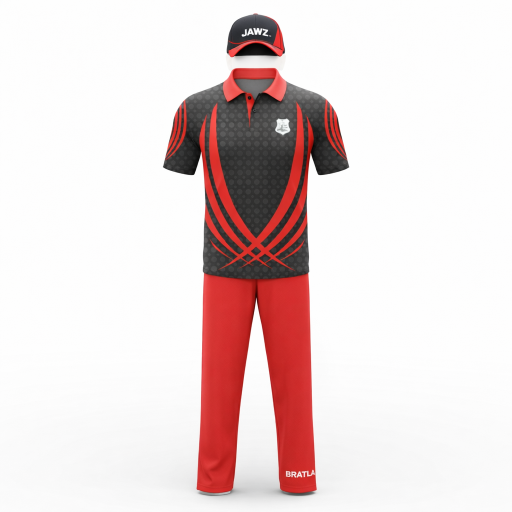 Cricket Jersey Black Red Kit With Name Number Logo Shirt Only