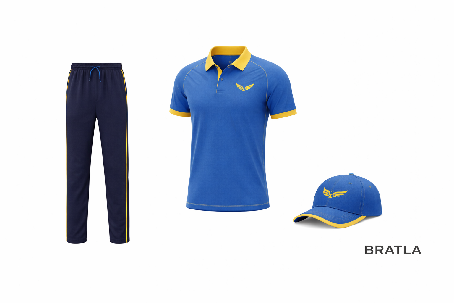 Cricket Uniforms Full Sublimation Custom Made Blue & Yellow 2 Piece Set