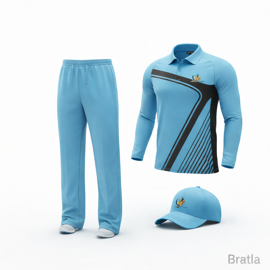 Custom Made Cricket Kit Jerseys Uniform full Sublimation Light Blue & Black 2 Piece Set