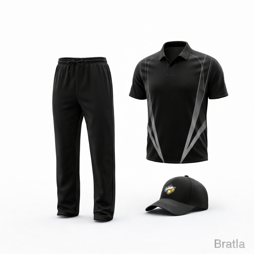 Black Cricket Uniform Jersey Kits Custom Made Color Clothing 2 Piece Set