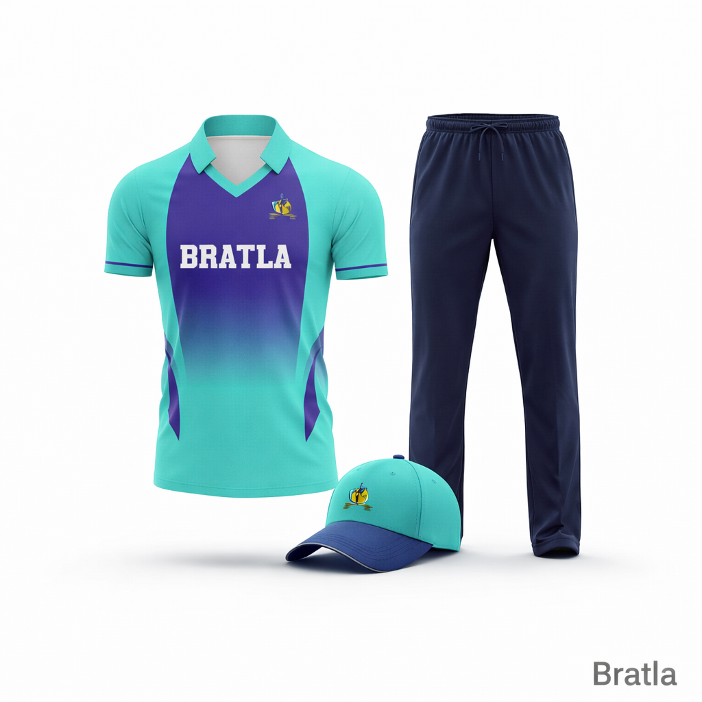 Cricket Jersey Kit Uniform Fully Customized Color Clothing Purple & Sky Blue 2 Piece Set