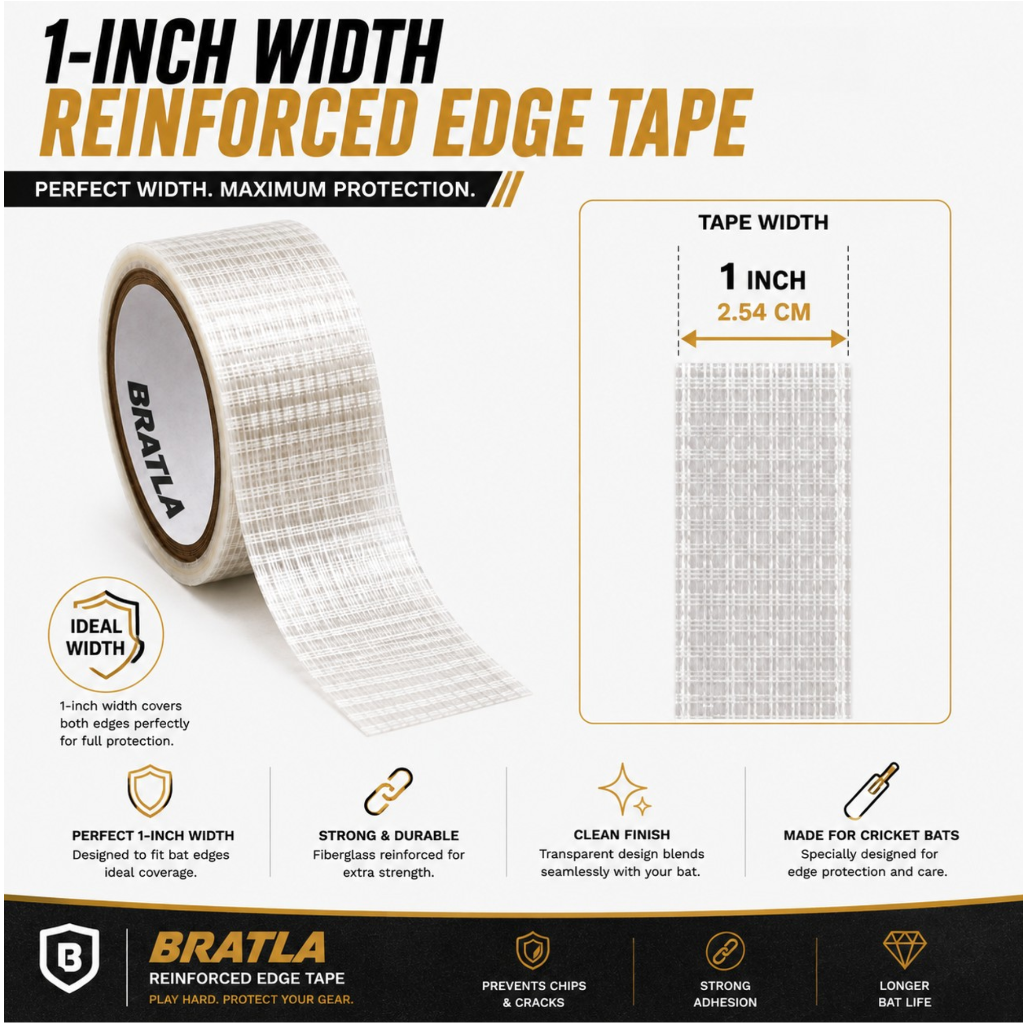 Bratla Cricket Bat Edge Tape Fiber Roll
