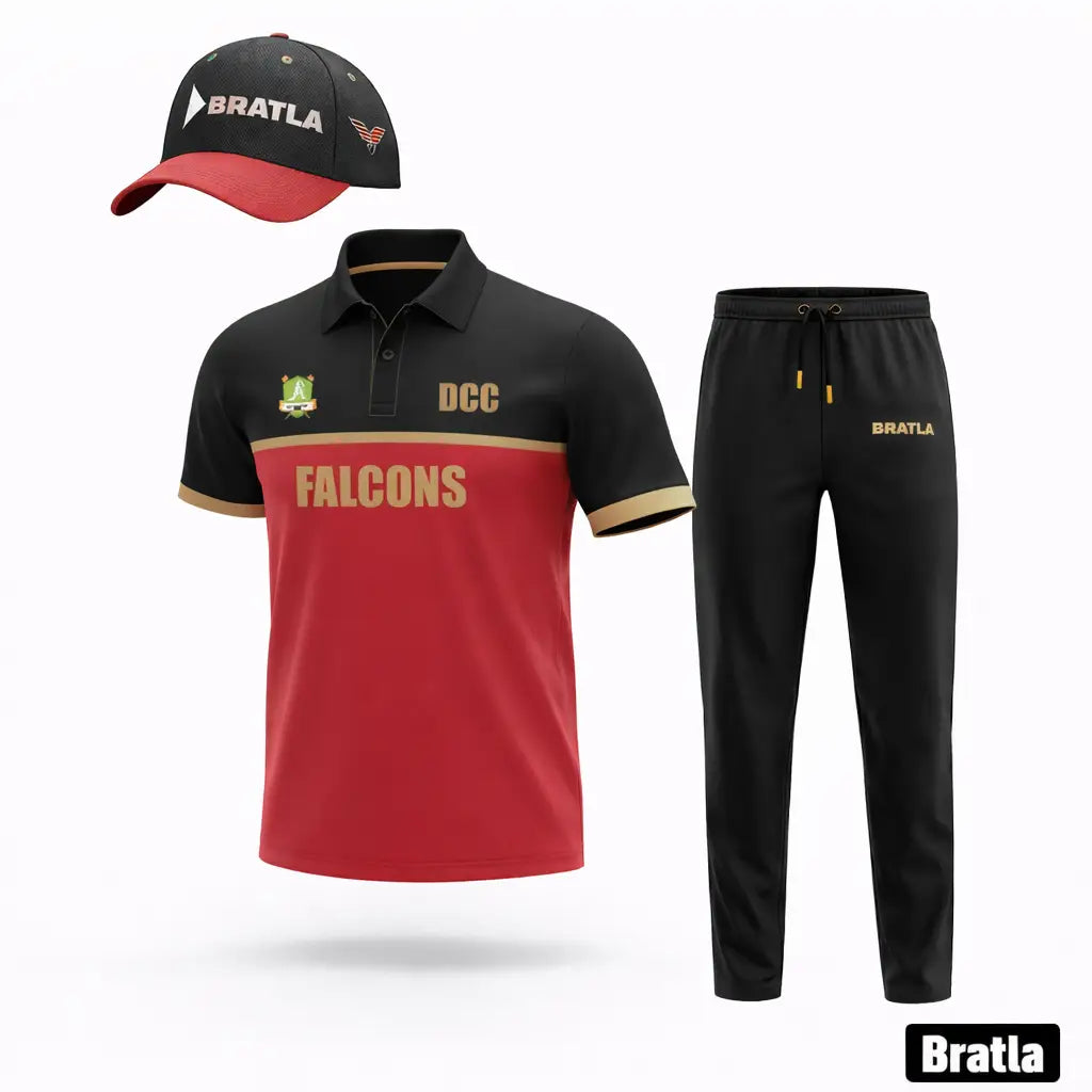 Red And Black Cricket Shirt With Name And Number Fully Customizable Shirt Only - TeamWear-Cricket