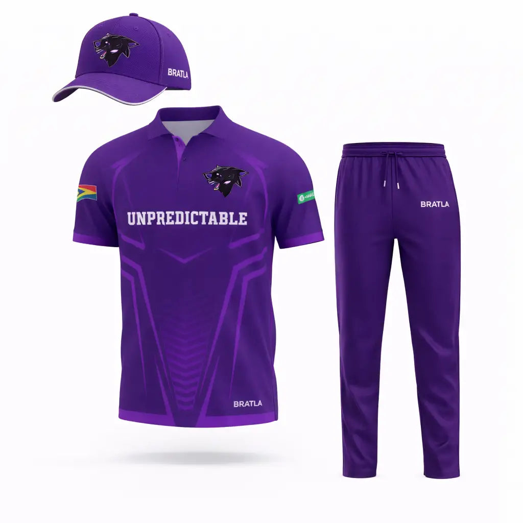 Purple Cricket Uniform With Name Number And Logo Fully Customizable - TeamWear-Cricket