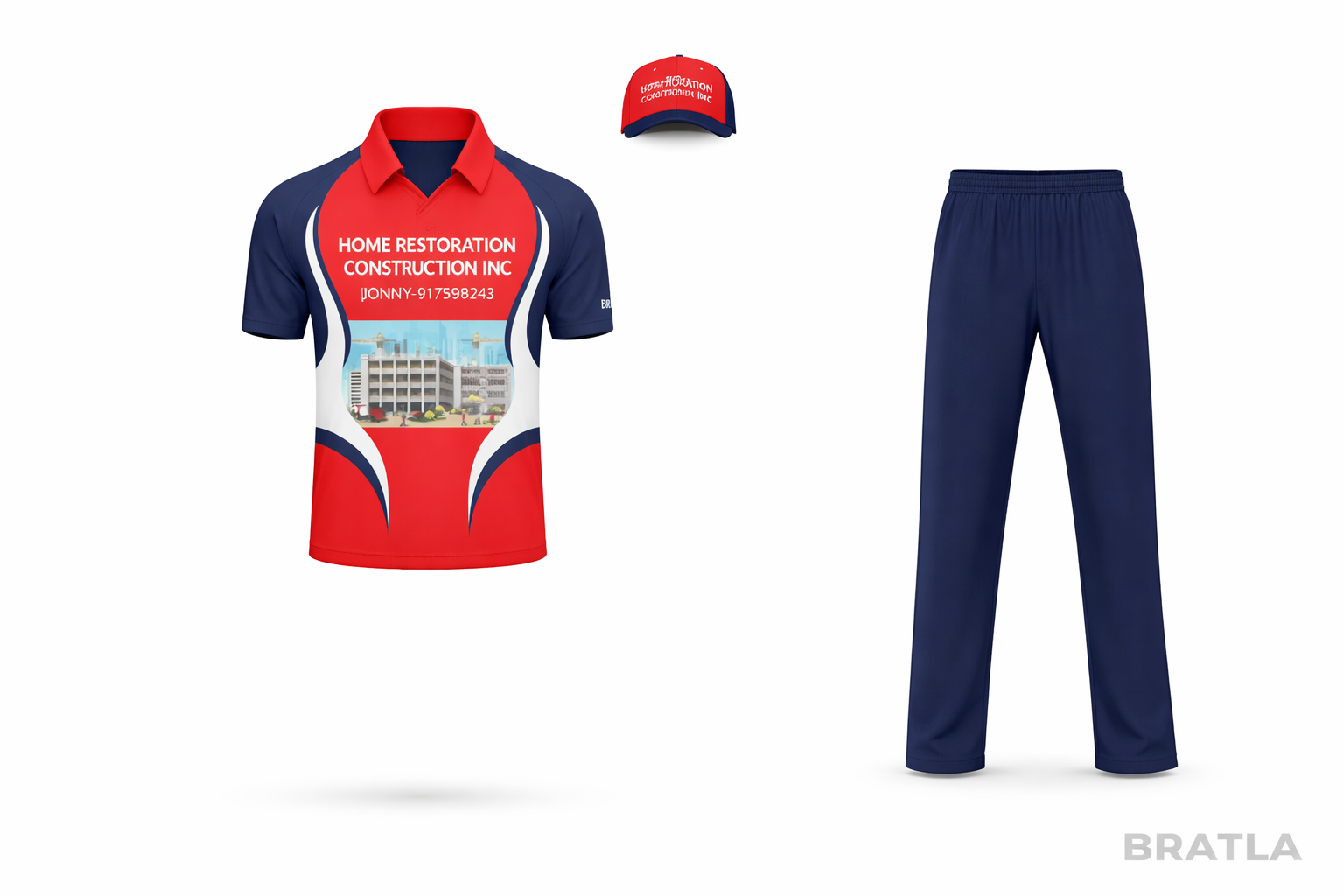 Sublimation Sports Uniform Blue Red Jersey Trouser Customized